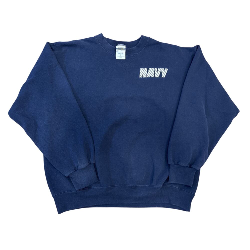 Vintage 90s NAVY made in USA authentic US military Soffe Large Crewneck blue